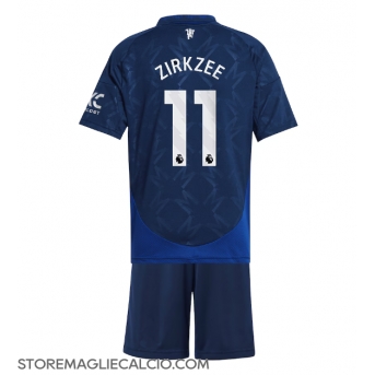 Manchester United Joshua Zirkzee #11 Maglia Gara Trasferta Repliche 2024-25 Bambino Maniche Corte